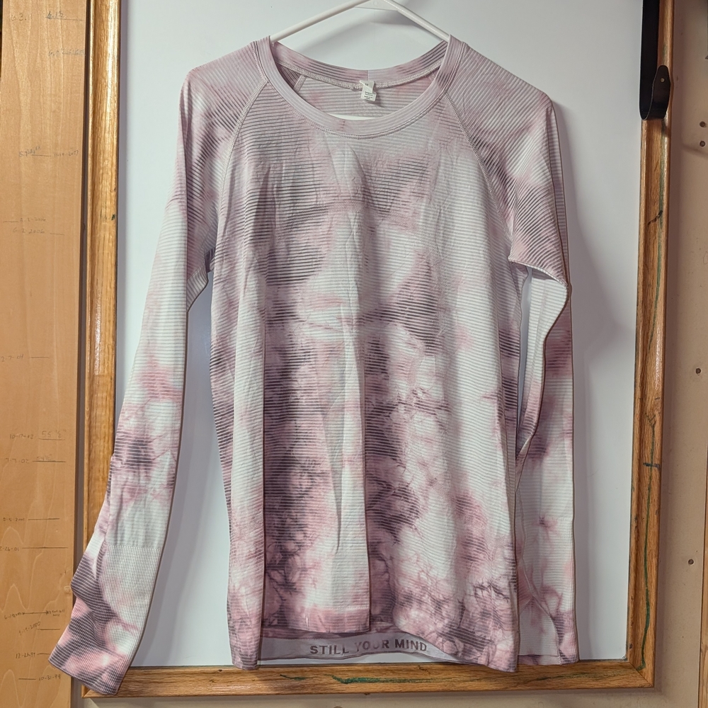 lululemon athletica Long-Sleeve Tie-Dye Crewneck Top - Light Pink & White
